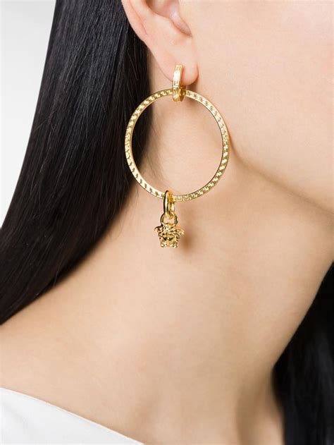 versace medusa chain drop earrings|versace medusa hoop earrings.